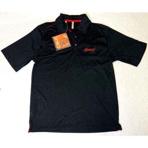 CBUK Budweiser Polo Shirt Mens XXL Black with Red Logo Short Sleeve NWT - Picture 1 of 10